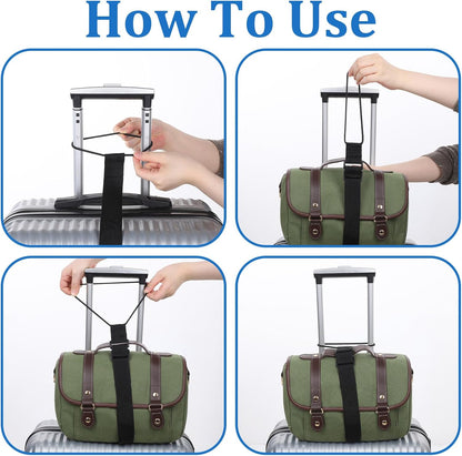 2 PCS Multi Use Strong Adjustable Luggage Connector Straps, Luggages Straps for Suitcases Elastic Fastening Bag Strap Flexible Luggage Accessories for Travel Bags, Extends Life of Bag(Black)