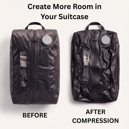 AirCompress vacuum compression travel bag before and after compression