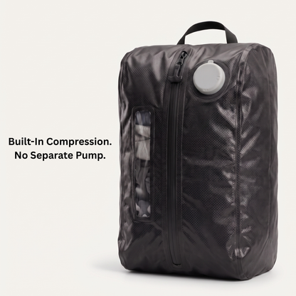 AirCompress travel compression bag packed with clothing