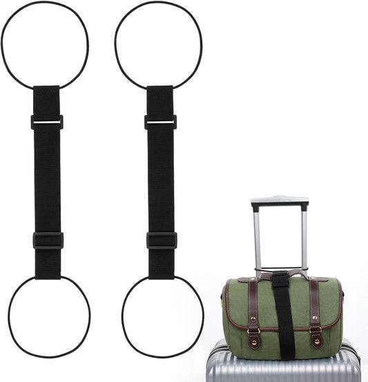2 PCS Multi Use Strong Adjustable Luggage Connector Straps, Luggages Straps for Suitcases Elastic Fastening Bag Strap Flexible Luggage Accessories for Travel Bags, Extends Life of Bag(Black)